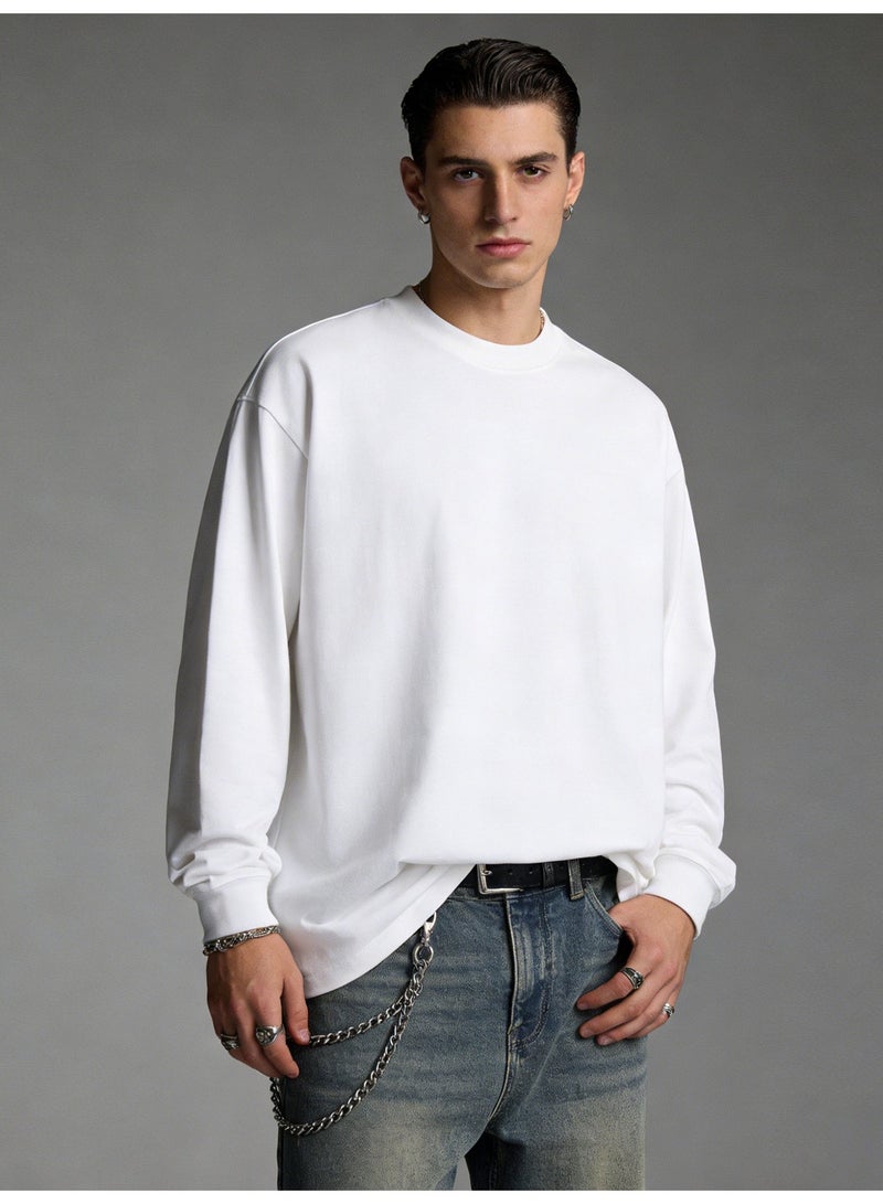 oversize 100% pure cotton long sleeve T-shirt | unisex casual basic T-shirt, suitable for daily and outdoor sports. - Image 1